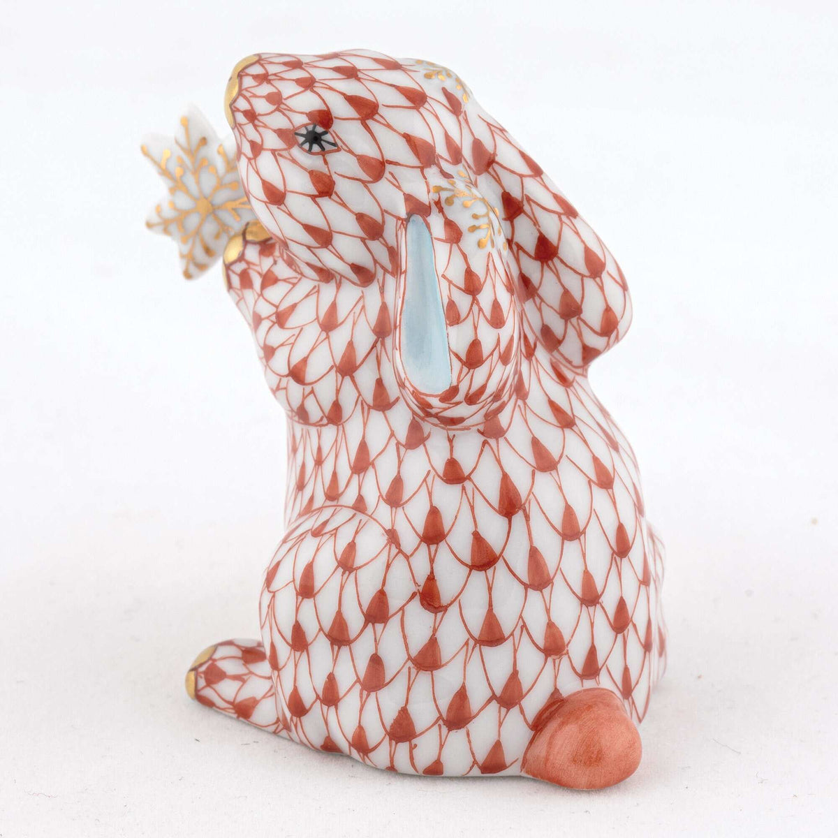 Herend Snowflake Bunny Figurine – Rust, alternate view