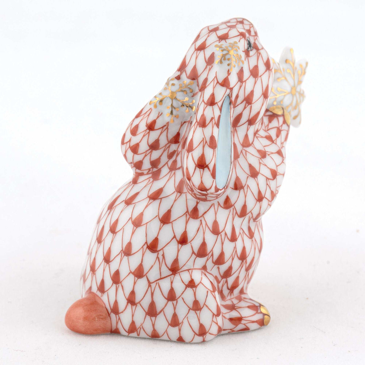 Herend Snowflake Bunny Figurine – Rust, alternate view