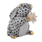 Herend Snowflake Bunny Figurine porcelain figurine painted in the Black fishnet pattern