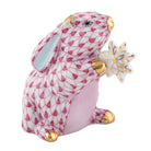 Raspberry fishnet Snowflake Bunny Figurine figurine, hand-painted Herend porcelain with 24k gold accents