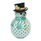 Herend Snowman in Green - Hand-Painted Porcelain Figurine