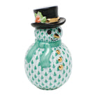 Green fishnet Snowman with Scarf Figurine figurine, hand-painted Herend porcelain with 24k gold accents