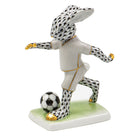 Herend Soccer Bunny Figurine porcelain figurine painted in the Black fishnet pattern