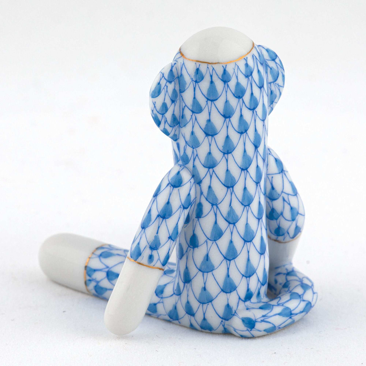 Herend Sock Monkey Figurine – Blue, alternate view