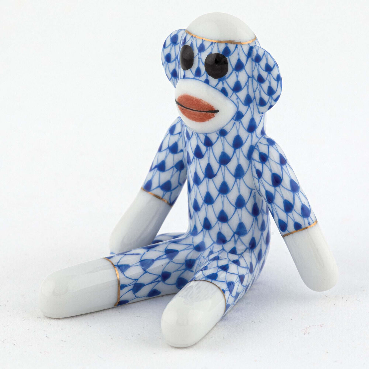 Herend Sock Monkey Figurine – Sapphire, alternate view