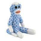 Blue fishnet Sock Monkey Figurine figurine, hand-painted Herend porcelain with 24k gold accents