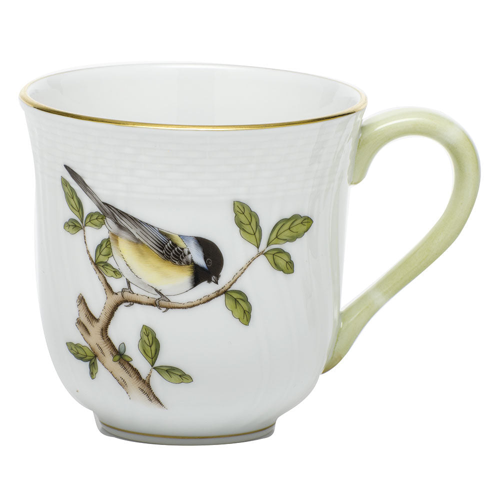 Hand-painted Herend Song Bird Mug in fine porcelain, (10 OZ) 3.5in H,, Motif 2, on a white background