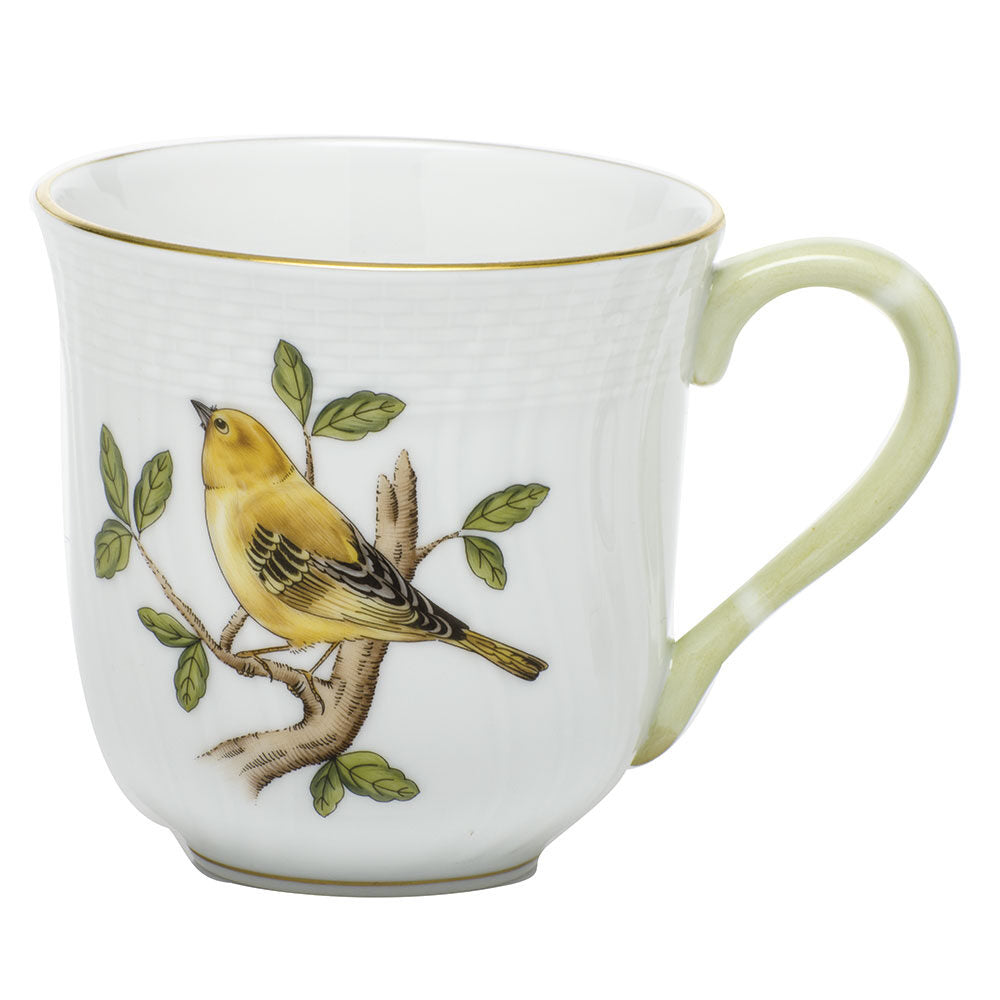 Hand-painted Herend Song Bird Mug in fine porcelain, (10 OZ) 3.5in H,, Motif 4, on a white background