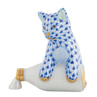 Herend Spilled Milk Figurine porcelain figurine painted in the Sapphire fishnet pattern