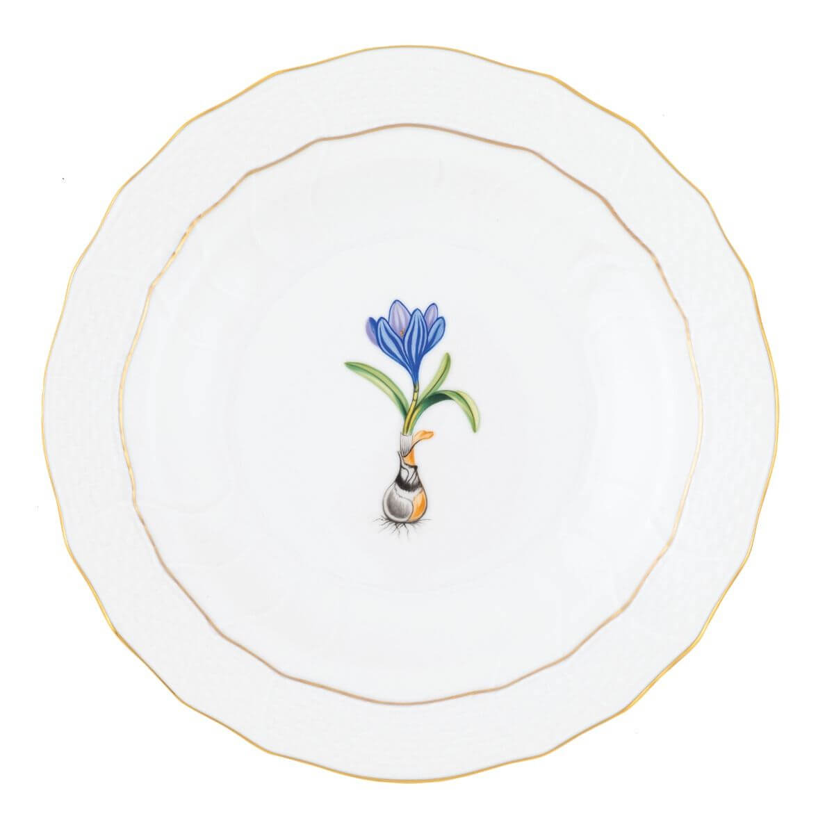 Herend Spring Bulbs Dessert Plate Crocus in Multicolor - Hand-painted Hungarian porcelain by Herend. Paris Tableware.