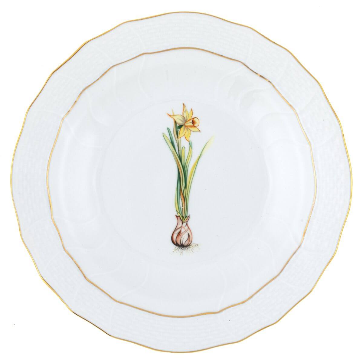 Herend Spring Bulbs Dessert Plate Daffodil in Multicolor - Hand-painted Hungarian porcelain by Herend. Paris Tableware.