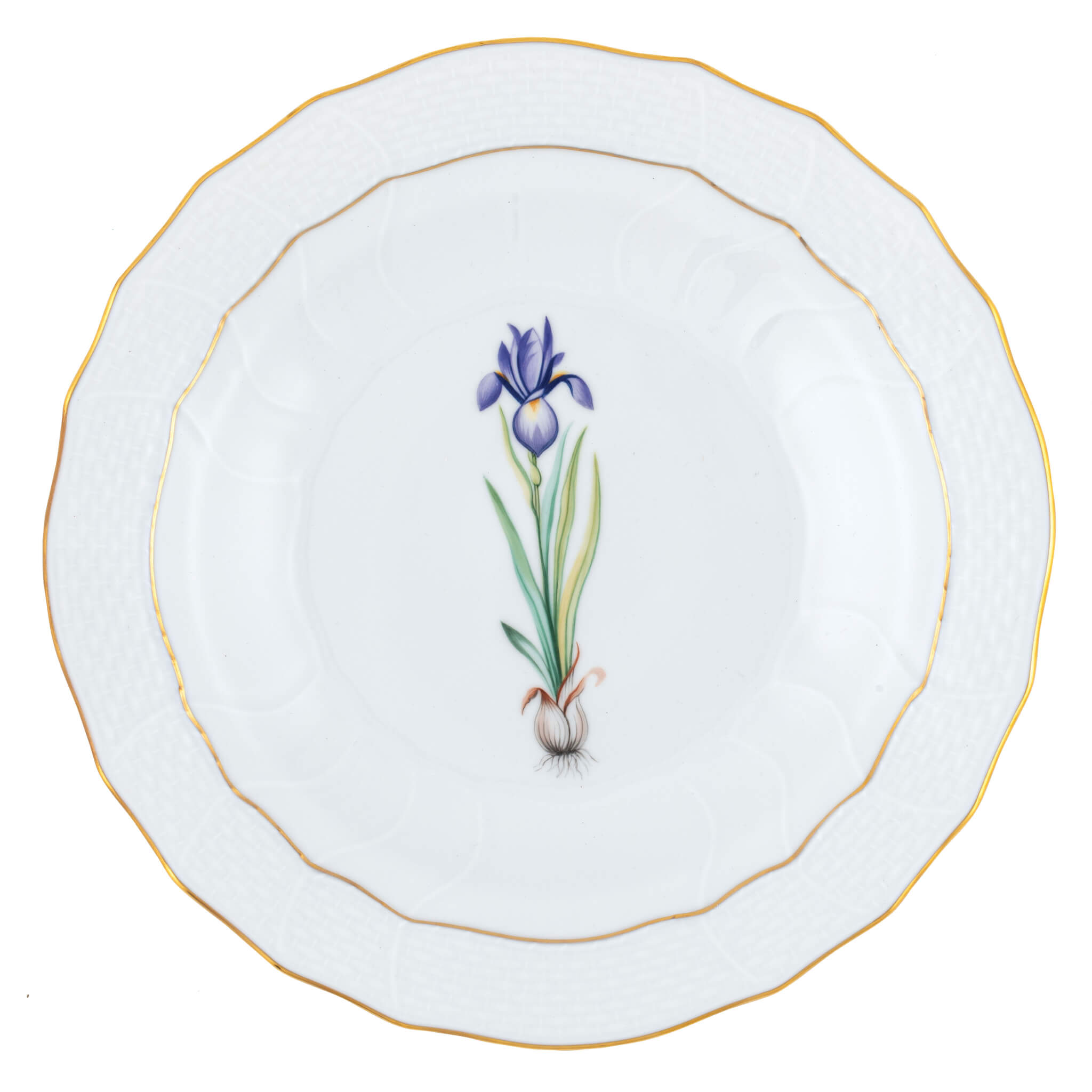 Herend Spring Bulbs Dessert Plate Iris in Multicolor - Hand-painted Hungarian porcelain by Herend. Paris Tableware.