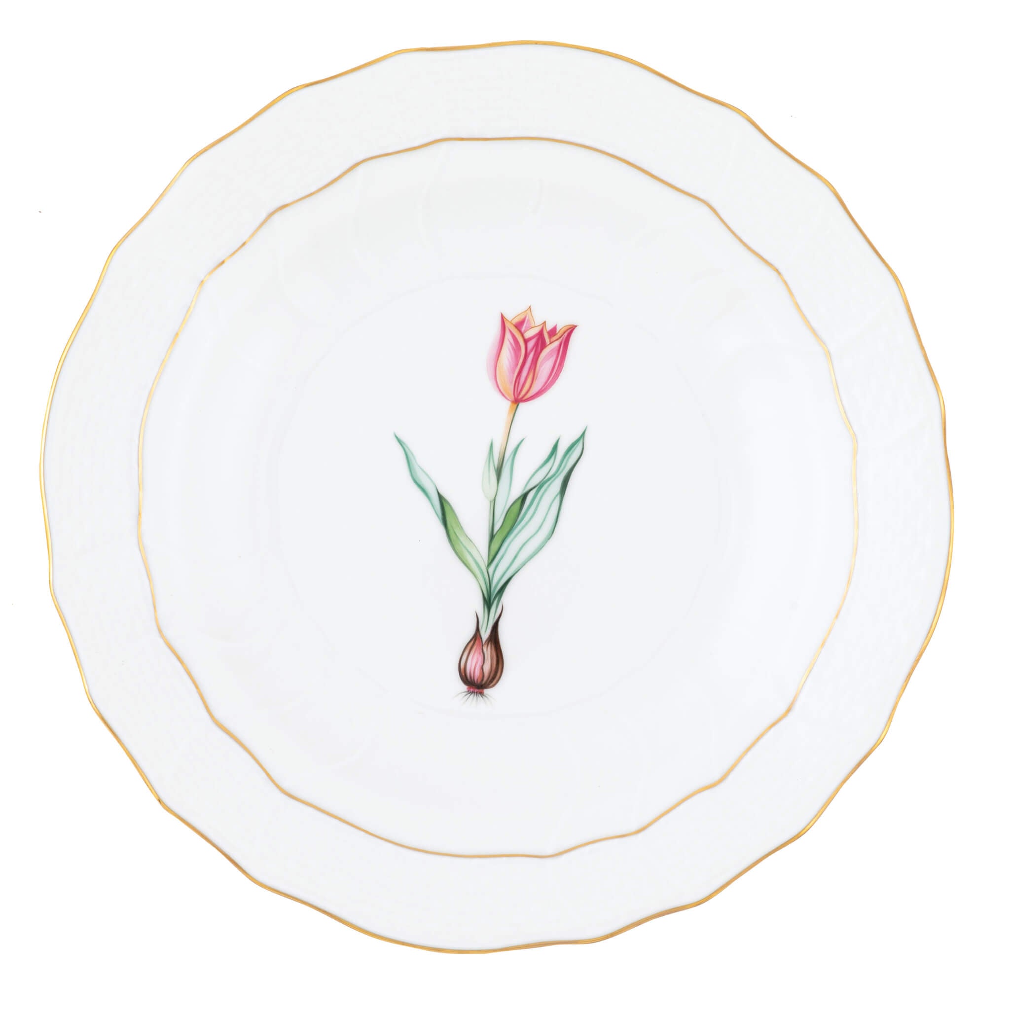 Herend Spring Bulbs Dessert Plate Tulip in Multicolor - Hand-painted Hungarian porcelain by Herend. Paris Tableware.