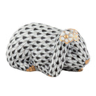 Hand-painted Herend Spring Bunny Figurine in Black fishnet porcelain on a white background