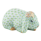 Hand-painted Herend Spring Bunny Figurine in Key Lime fishnet porcelain on a white background