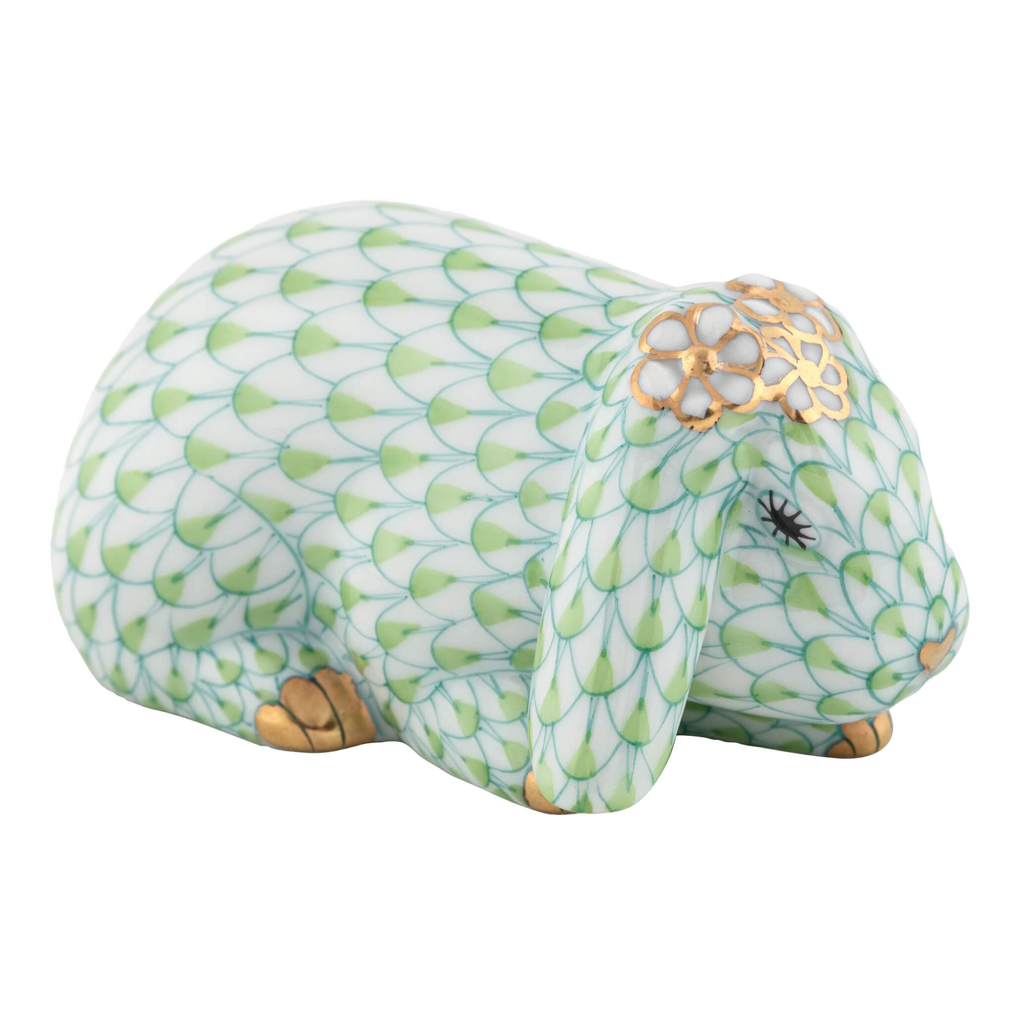 Herend Spring Bunny in Keylime - Hand-painted Hungarian porcelain by Herend. Paris Tableware.