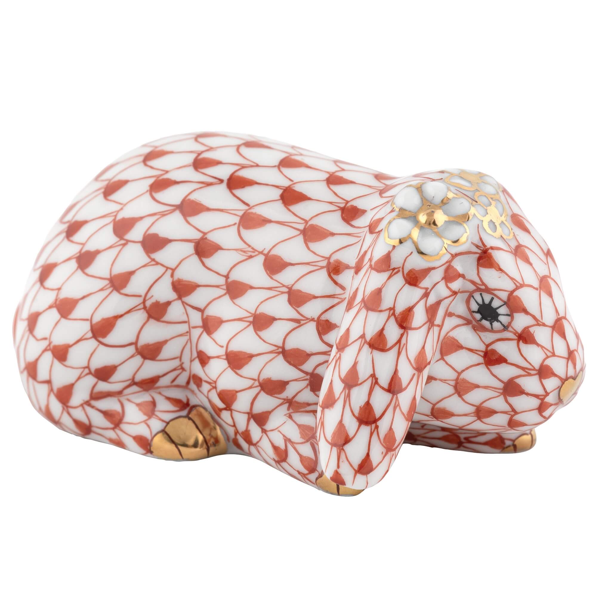 Herend Spring Bunny in Rust - Hand-painted Hungarian porcelain by Herend. Paris Tableware.