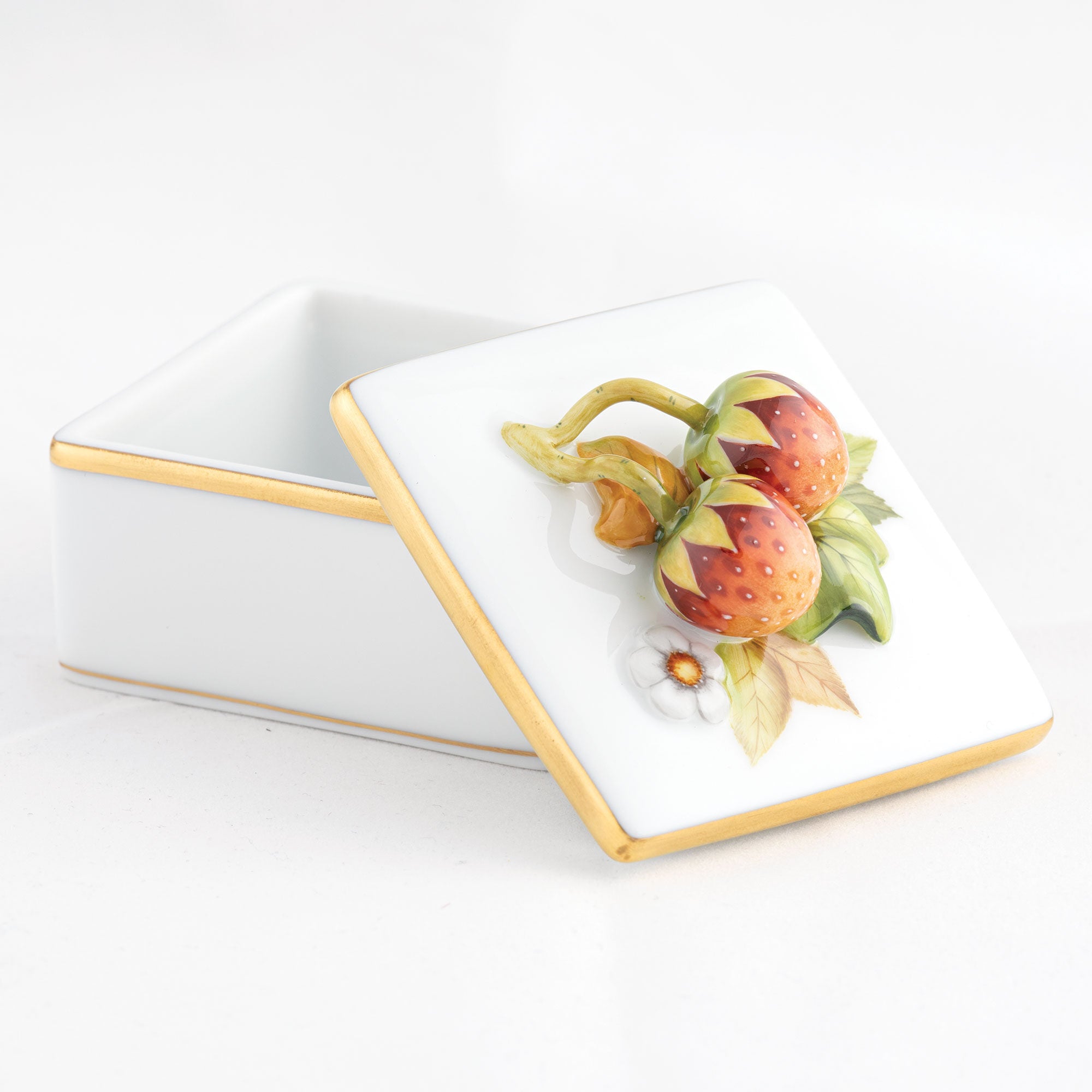 Herend Square Box with Strawberries — additional view