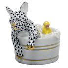 Hand-painted Herend Squeaky Clean Figurine in fine porcelain, 2.95in L X 3.25in H, on a white background