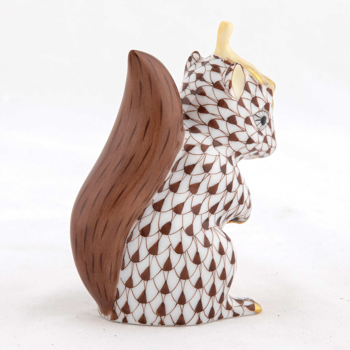 Herend Squirrel with Leaf Figurine – Chocolate, alternate view