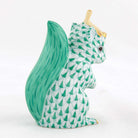 Herend Squirrel with Leaf Figurine – Green, alternate view
