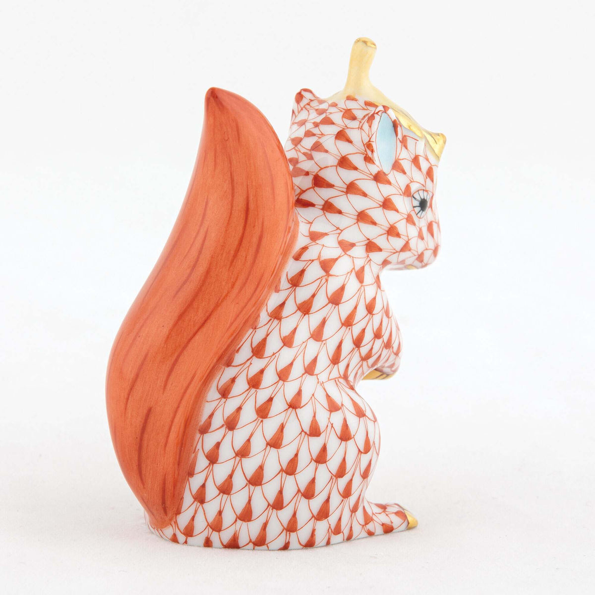 Herend Squirrel with Leaf Figurine – Rust, alternate view
