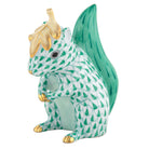 Squirrel with Leaf Figurine in hand-painted Green porcelain by Herend of Hungary