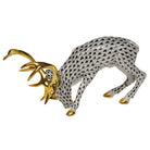 Herend Stag Figurine porcelain figurine painted in the Black fishnet pattern