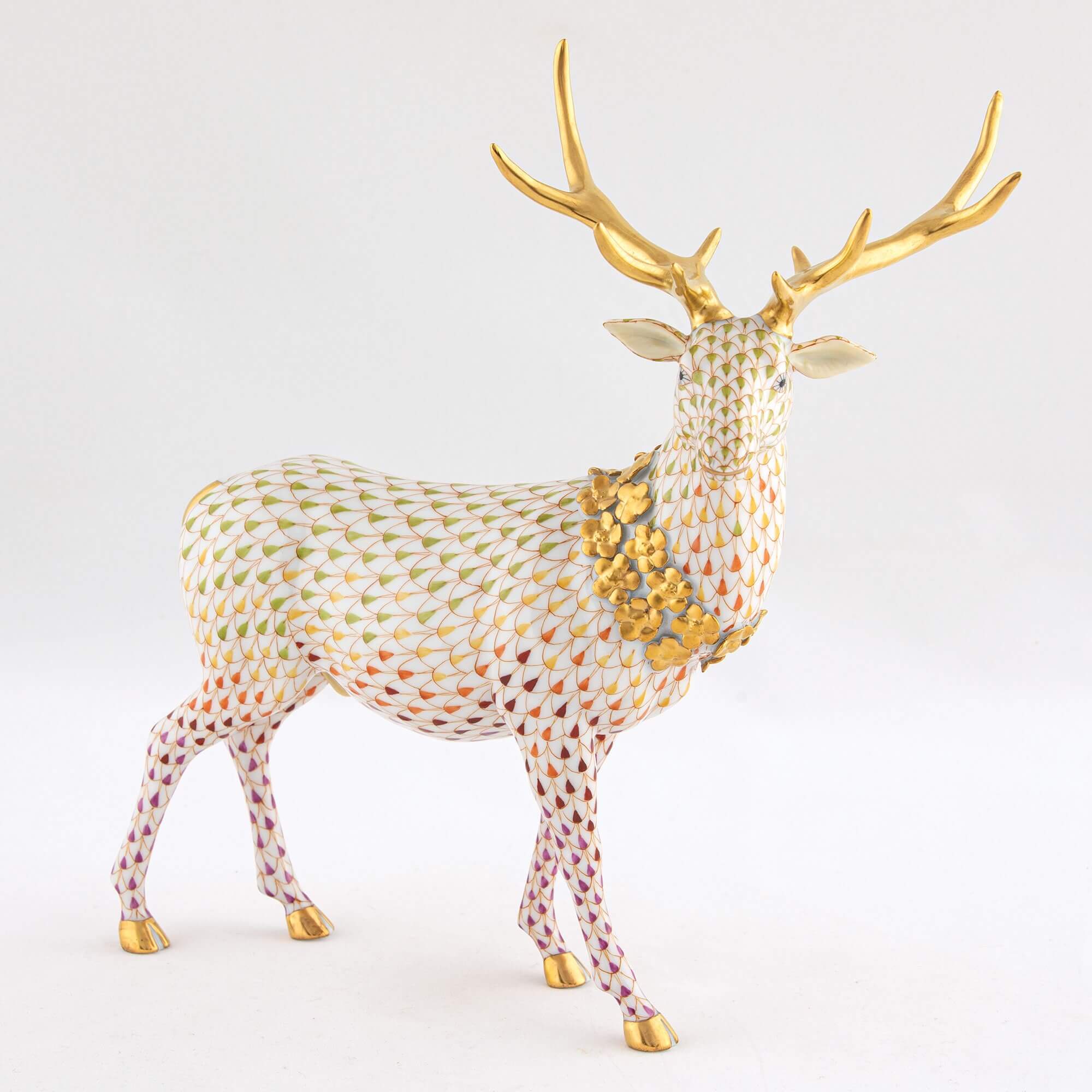 Herend Stag with Flower Garland Figurine — additional view