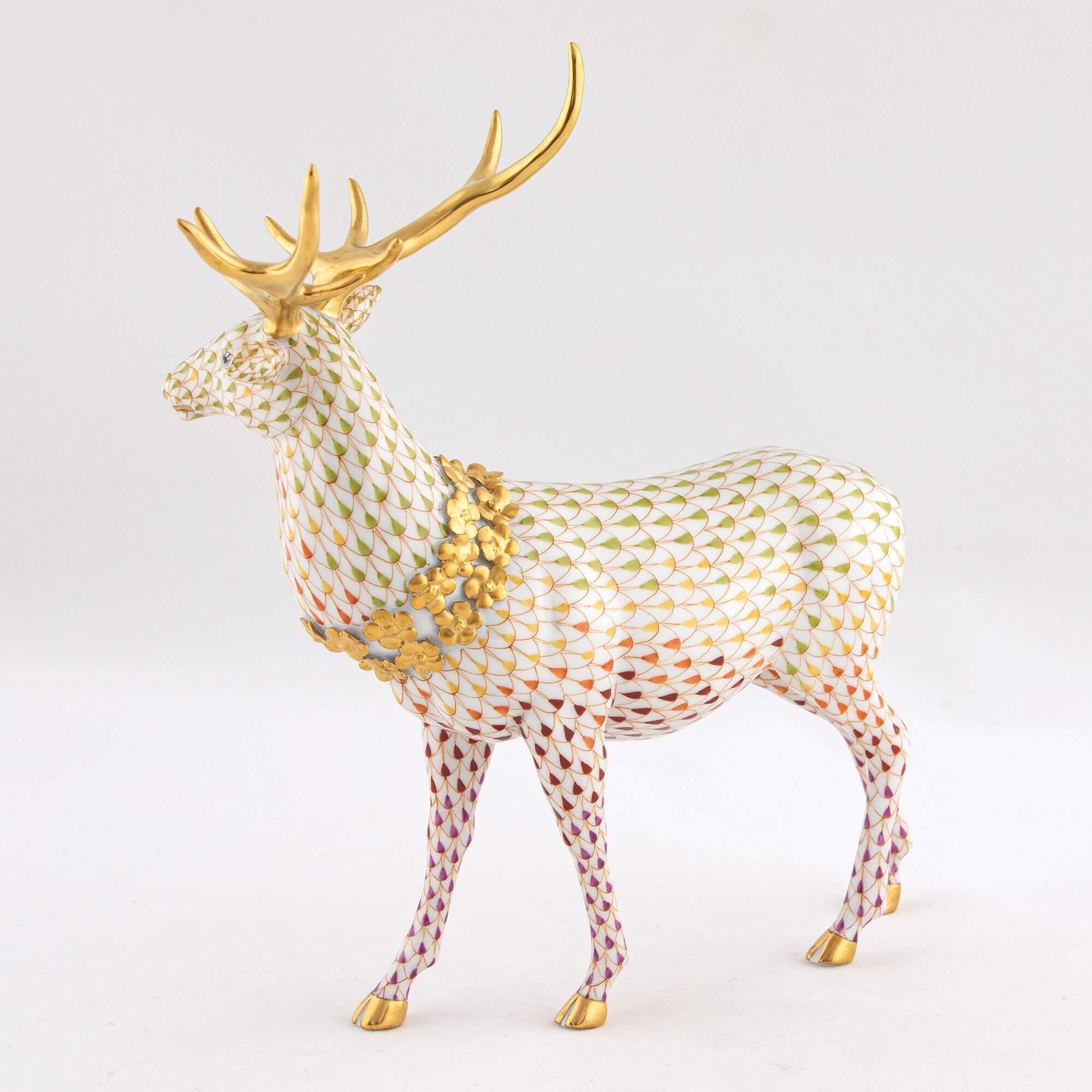 Herend Stag with Flower Garland Figurine — additional view