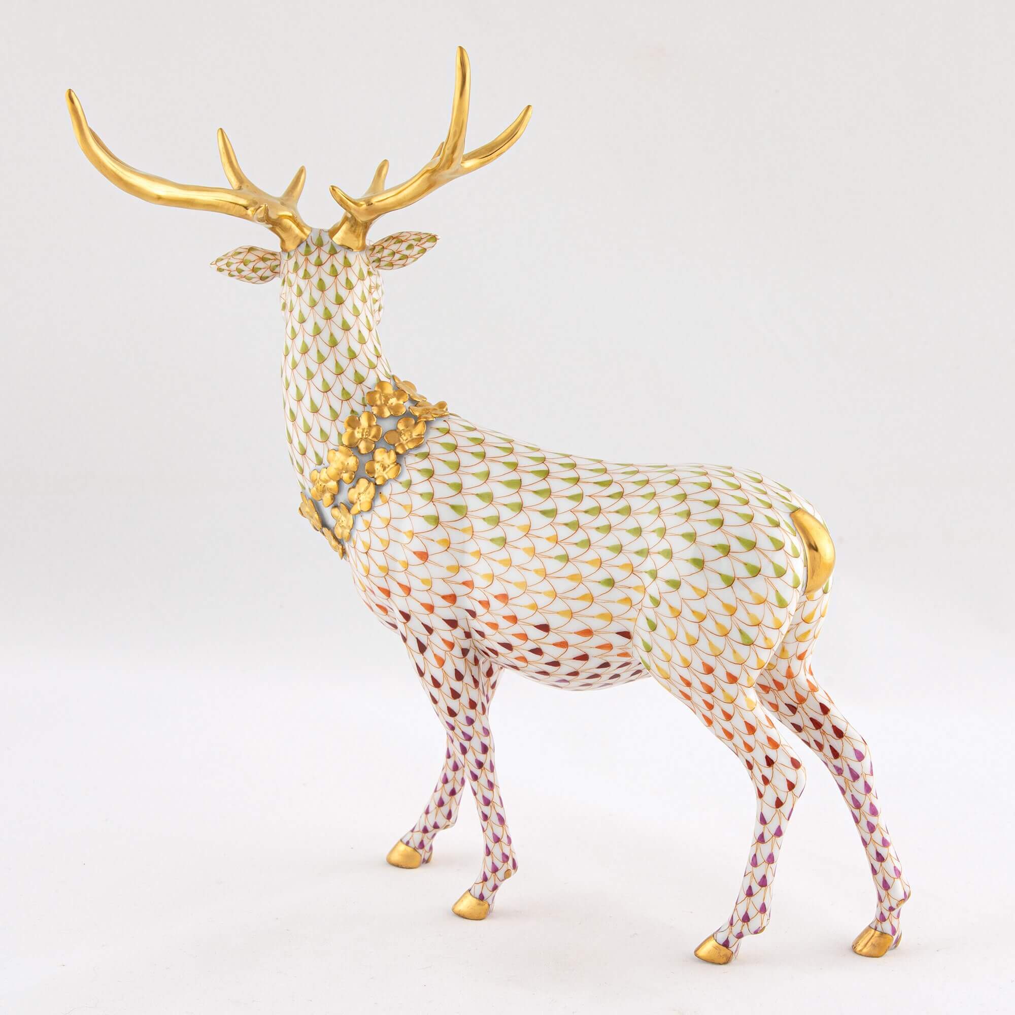 Herend Stag with Flower Garland Figurine — additional view
