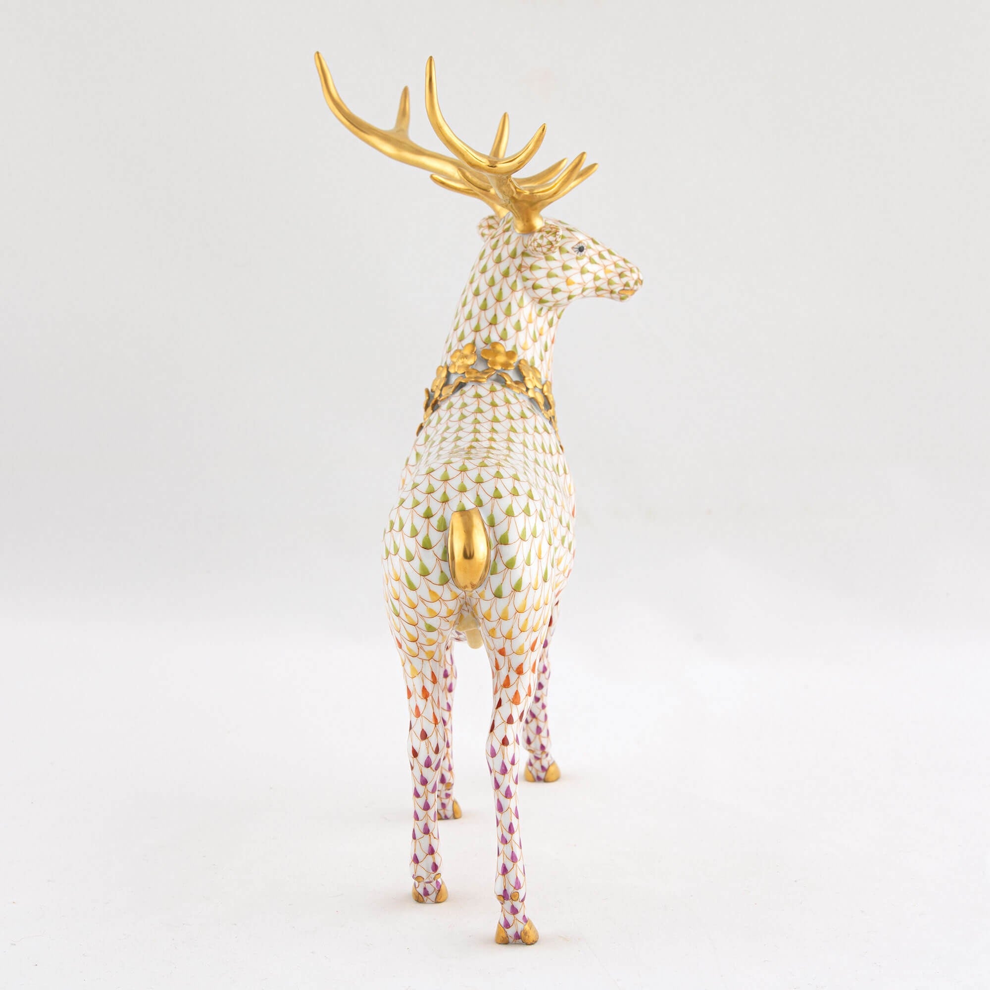 Herend Stag with Flower Garland Figurine — additional view