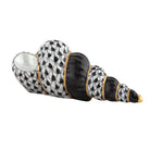Hand-painted Herend Staircase Shell Figurine in Black fishnet porcelain on a white background