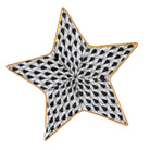 Hand-painted Herend Star Figurine in Black fishnet porcelain on a white background