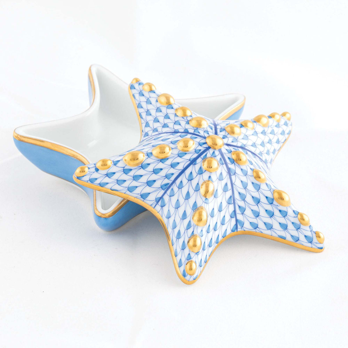 Herend Starfish Box – Blue, alternate view