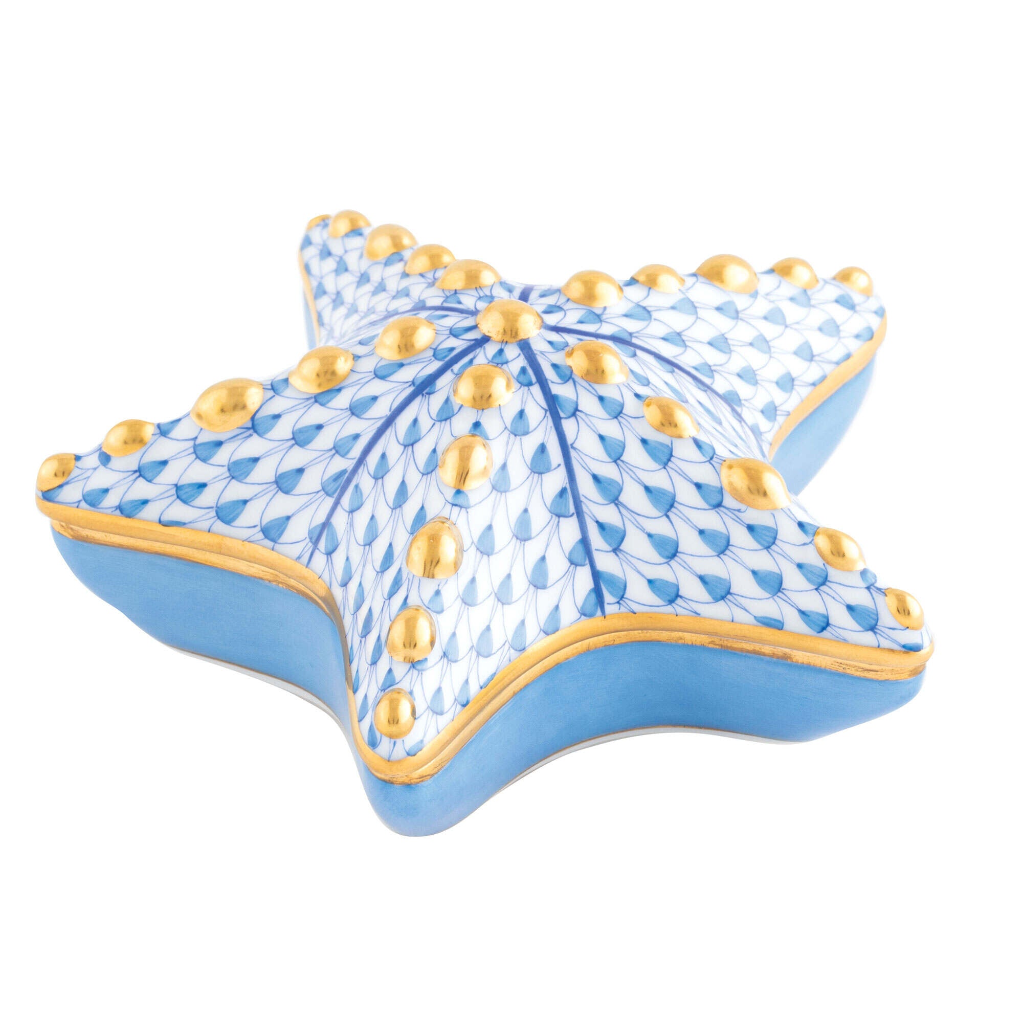 Starfish Box in hand-painted Blue porcelain by Herend of Hungary