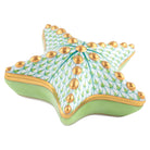 Herend Starfish Box porcelain figurine painted in the Key Lime fishnet pattern