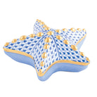 Herend Starfish Box porcelain figurine painted in the Sapphire fishnet pattern