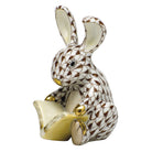 Herend Storybook Bunny Figurine porcelain figurine painted in the Chocolate fishnet pattern