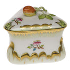 Hand-painted Herend Strawberry Bonbon Candy Dish in fine porcelain, 3in L X 3in H, on a white background