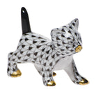 Herend Strutting Kitty Figurine porcelain figurine painted in the Black fishnet pattern
