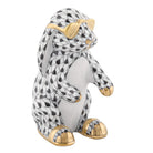 Herend Sunny Bunny figurine in Black with black fishnet pattern with gold accents on a white background