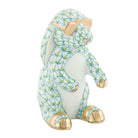 Key Lime fishnet Sunny Bunny Figurine figurine, hand-painted Herend porcelain with 24k gold accents