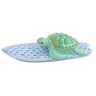 Herend Surfing Turtle Figurine porcelain figurine painted in the Blue fishnet pattern