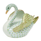 Herend Swan Figurine porcelain figurine painted in the Key Lime fishnet pattern