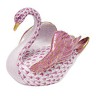 Swan Figurine in hand-painted Raspberry porcelain by Herend of Hungary