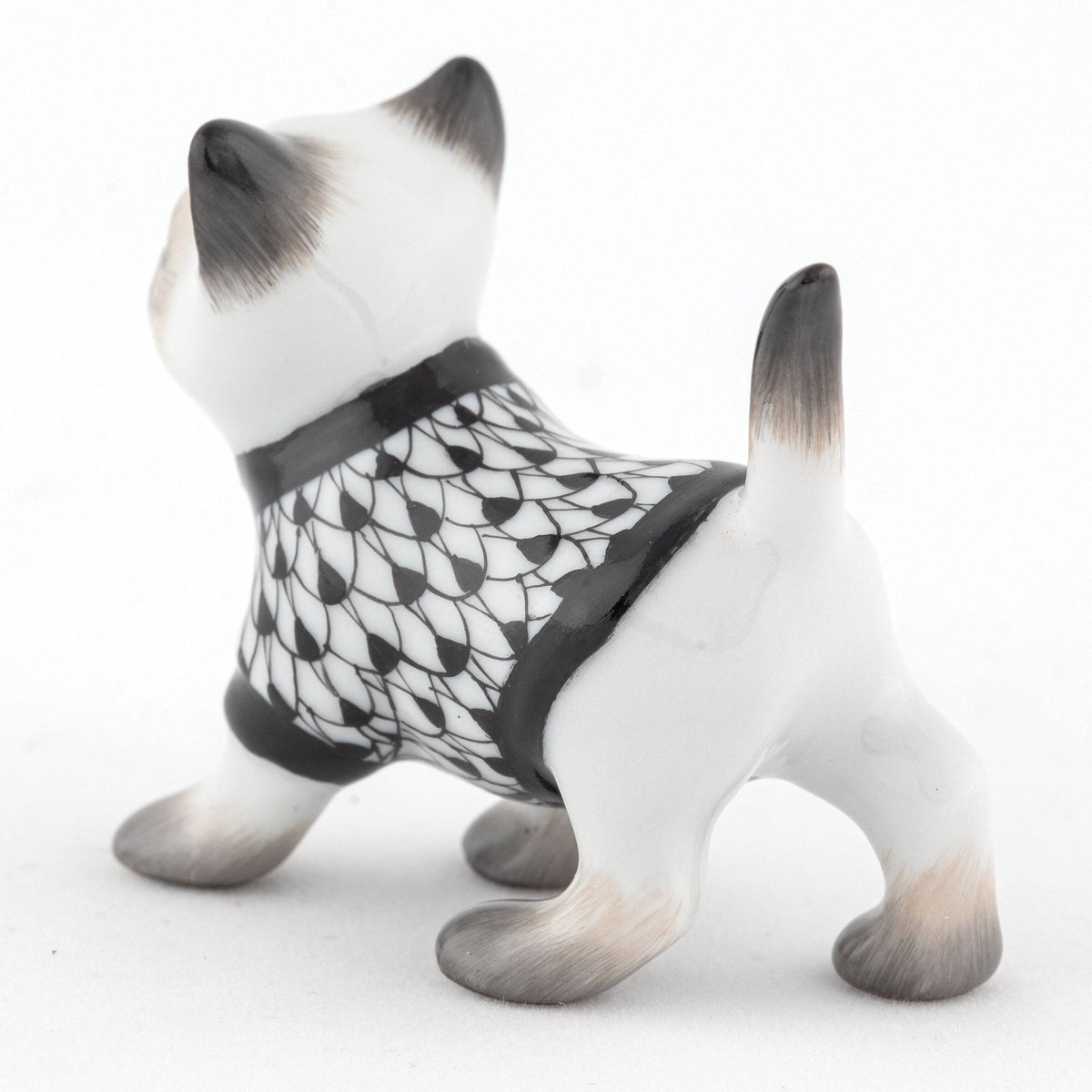 Herend Sweater Kitty Figurine – Black, alternate view