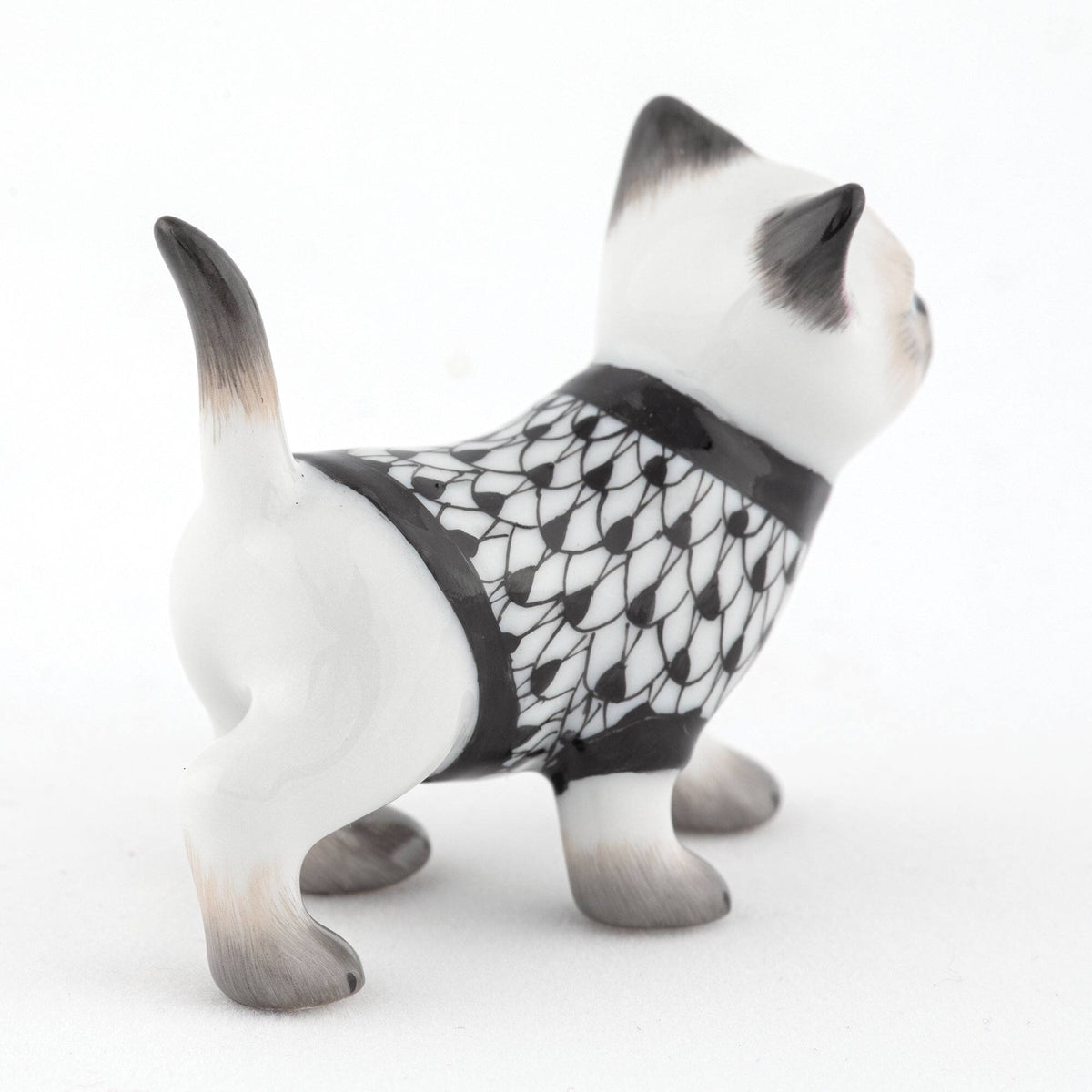 Herend Sweater Kitty Figurine – Black, alternate view