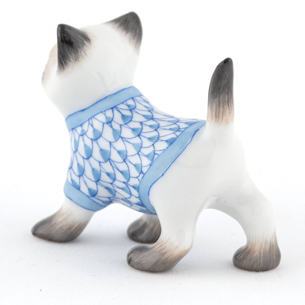Herend Sweater Kitty Figurine – Blue, alternate view
