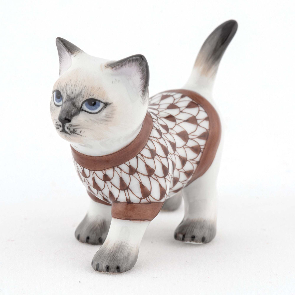 Herend Sweater Kitty Figurine – Chocolate, alternate view